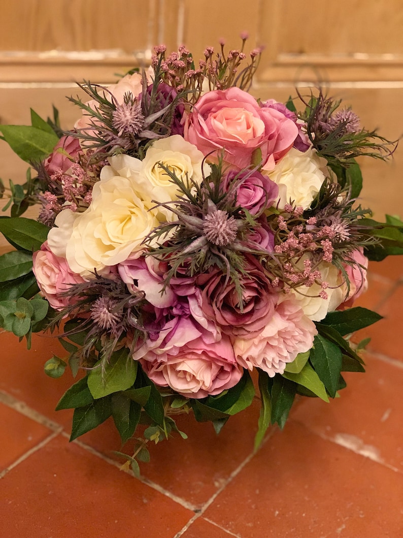 Natalie Artificial Flower Bridal Bouquet Silk Peony Rose Etsy