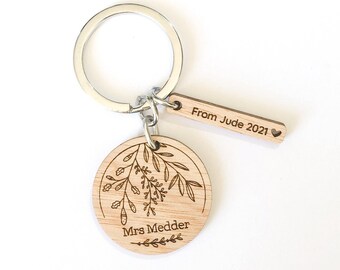 Teacher Gift Idea, Personalised Keychain, Gift from Student, Gift For Teacher, Teacher Appreciation, Best Teacher Gift, Teacher Keyring