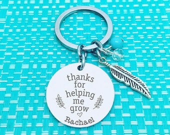 Thanks For Helping Me Grow, Personalised, Keychain, Teacher Gift Idea, Personalized, Mentor Gift, Teacher, End of Year Gift, Teacher Gift