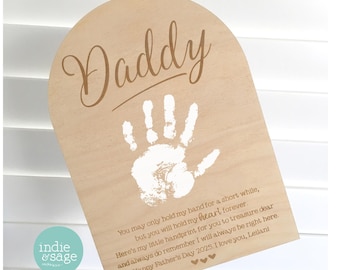 Handprint Plaque, Add Your Message! First Fathers Day Gift, Fathers Day Gift from Daughter, Best Dad Hands Down, Fathers Day Gifts, Love You