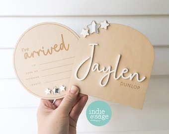 Newborn Announcement Plaque, Wooden Acrylic Name Plaque, Birth Announcement, Name Announcement Sign, Baby Name, Baby Boy Announcement, Baby