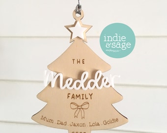 Personalised Christmas Ornament For Family Tree Decoration For Home Decor Gift For Christmas Tree Ornament With Name Year Keepsake Holiday