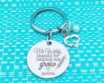 Thanks For Helping Me Grow Keychain, Teacher Gift Idea, Personalized Gift, Mentor Gift, Teacher Appreciation, End of Year Gift, Teacher Gift