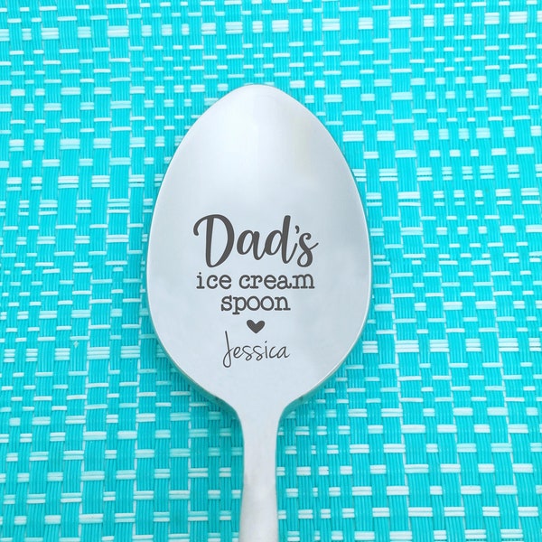 Personalised Spoon, Dads Ice Cream Shovel, Teaspoon, Personalised Dad, Fathers Day Gift, Spoon, Engraved Spoon, Daddy, Pop Dada, Best Dad