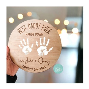 Handprint Plaque, Add Your Message! Personalised Fathers Day Gift from Children, Best Dad Hands Down, First Fathers Day, Grandad Gift Dad