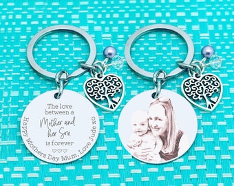Personalised Silver Engraved Photo Keyring, Mothers Day Gift Ideas, Photo Gifts for Mothers Day, The Love Between Keyring, Gift for Nanny