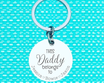 This Dad Belongs To Keyring - Personalised  Daddy Keychain - Gift for Dad - Daddy Keyring - Grandad Gift, Grandpa - Gift for Grandparent