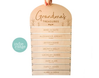 Grandma's Treasures Personalised Wooden Family Name Sign, Gift from Grandchildren, Mothers Day, Mothers Day Gifts, Grandma Gifts, Nanny Gift