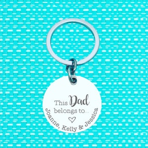 This Dad Belongs To Keyring - Personalised  Daddy Keychain - Gift for Dad - Daddy Keyring - Dad Gift From Daughter - Gift for Grandparent