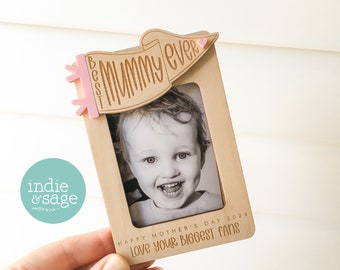 Happy Mothers Day Love Your Biggest Fans, Personalised Engraved Wooden Photo Frame