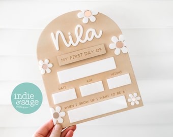 Floral Back to School Board with Interchangeable Names | First Day Of School Board | Back to School Sign | First/Last Day Sign