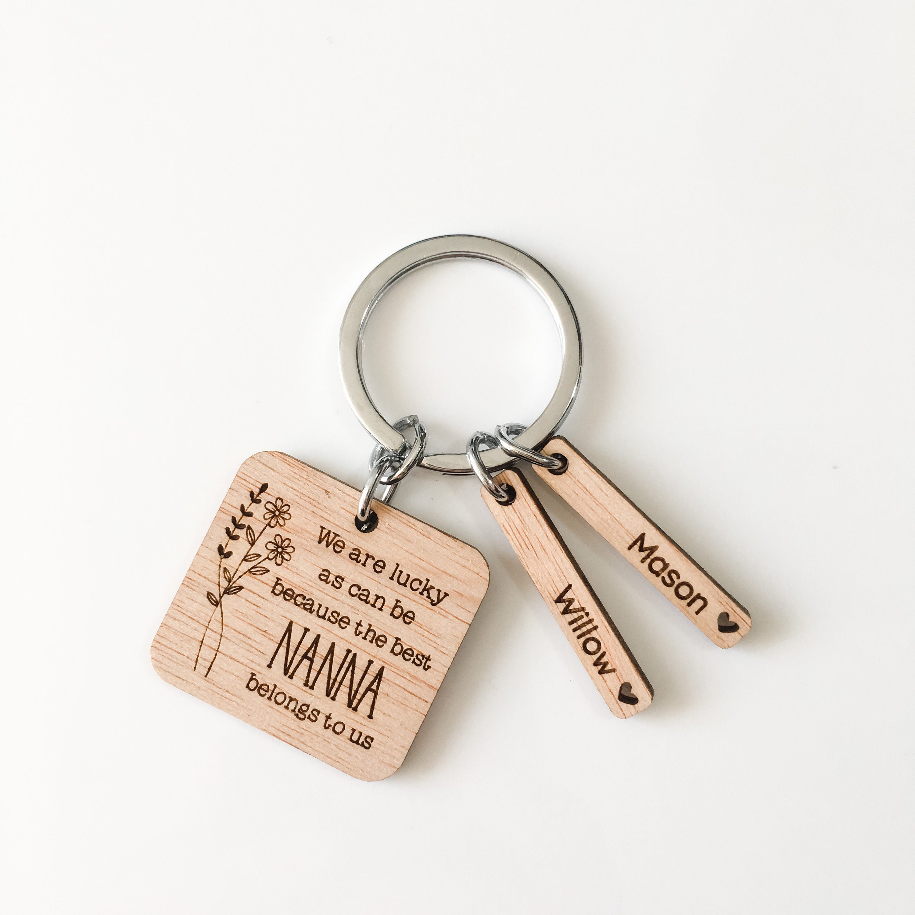 Key Rings Nanny The Best Nanny Belongs To, Personalised Wooden Keyring, Gift From ...