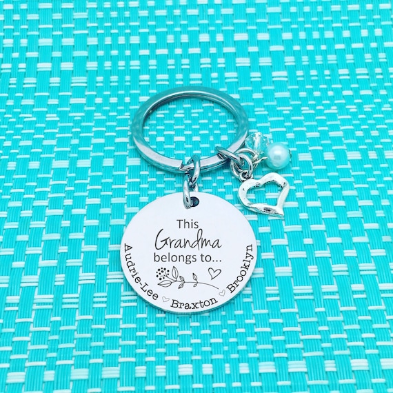 This Grandma Belongs To, Engraved Silver Keychain, Grandparent