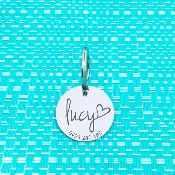 Engraved Silver Pet Name Tag, Silver Engraved Dog Tag, Personalized Dog Tag, Dog Name Tag, Dog ID Tag, Cat ID Tag, Cat Tag