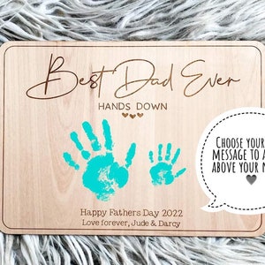 Handprint Plaque, Add Your Message! Personalised Fathers Day Gift from Children, Best Dad Hands Down, First Fathers Day, Grandad Gift Dad