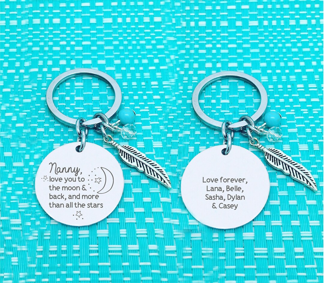 Key Rings Nanny Mum Gift Idea, Love You to the Moon and Back Personalised Keyring ...