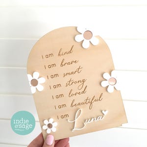 Daily Affirmation Plaque for Girls - Pink Floral Design, Affirmation Sign, Affirmations