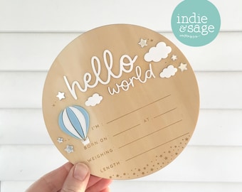 Hello World Sign - Welcome Sign - Hello World Birth Announcement - Hello World Sign With Birth Stats New Baby Birth Announcement Baby Shower