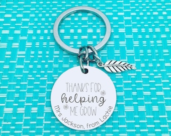 Thanks For Helping Me Grow, Personalised, Keychain, Teacher Gift Idea, Personalized, Mentor Gift, Teacher, End of Year Gift, Teacher Gift