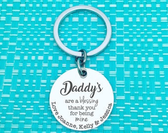 Dad Keychain, Personalized Dad, Dads Are A Blessing, Gifts For Dad, Dad Gift, Daddy Gift, Fathers Day Gift, Engraved Keyring