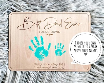 Handprint Plaque, Add Your Message! Personalised Fathers Day Gift from Children, Best Dad Hands Down, First Fathers Day, Grandad Gift Dad