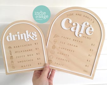 Personalised Play Cafe Menu Sign Set, Kids Cafe Sign, Kids Cafe Menu, Menu, Kids Playroom Sign, Kids Kitchen Playroom Decor Playroom Sign