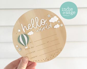 Hello World Sign - Hospital Baby Sign - Hello World Birth Announcement - Baby Gifts Baby Shower Gifts Baby Announcement Baby Boy Stat Sign