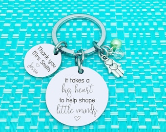 It Takes A Big Heart, Personalised Keychain, Teacher Gift Idea, Personalized Gift, Mentor Gift, Teacher Appreciation, End of Year Gift