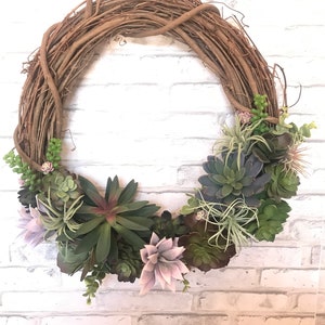 Faux Succulent Wreath, Assorted Faux Succulent Wreath, Home Decor, Succulent Home Decor, All Seasons Decor