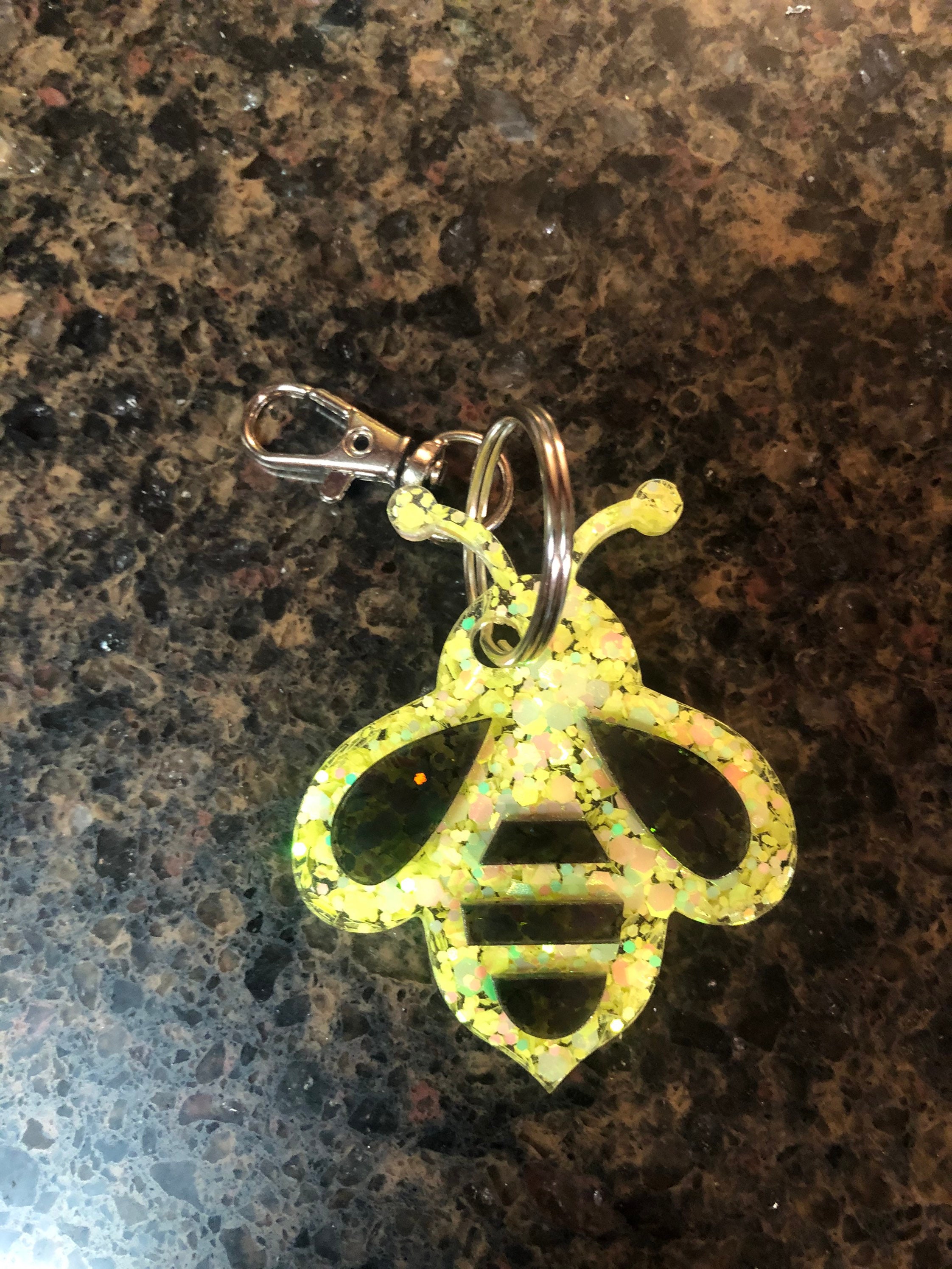 Handmade Resin Bumble Bee Keychain Etsy