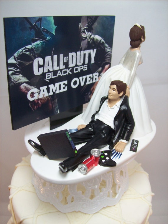 Funny Wedding Cake Topper Cod Game Over Gamer Gaming Junkie Etsy