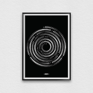 2024 Moon Phase Calendar: Spiral Lunar Wall Art