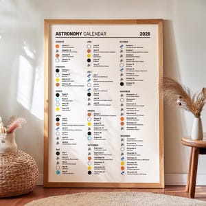 2026 Astronomy Events Calendar with Phases of Moon, Astronomical Calendar with Celestial Events, Gift for Sky Observers and Astrophiles