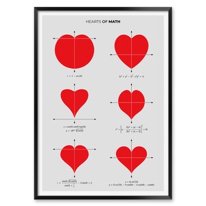 Hearts of Math Print for Classroom Decor, Math Equations Poster With ...