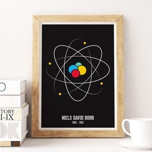 Niels Bohr Atomdiagram Tryck: Dekor för klassrummet i naturvetenskap Svart
