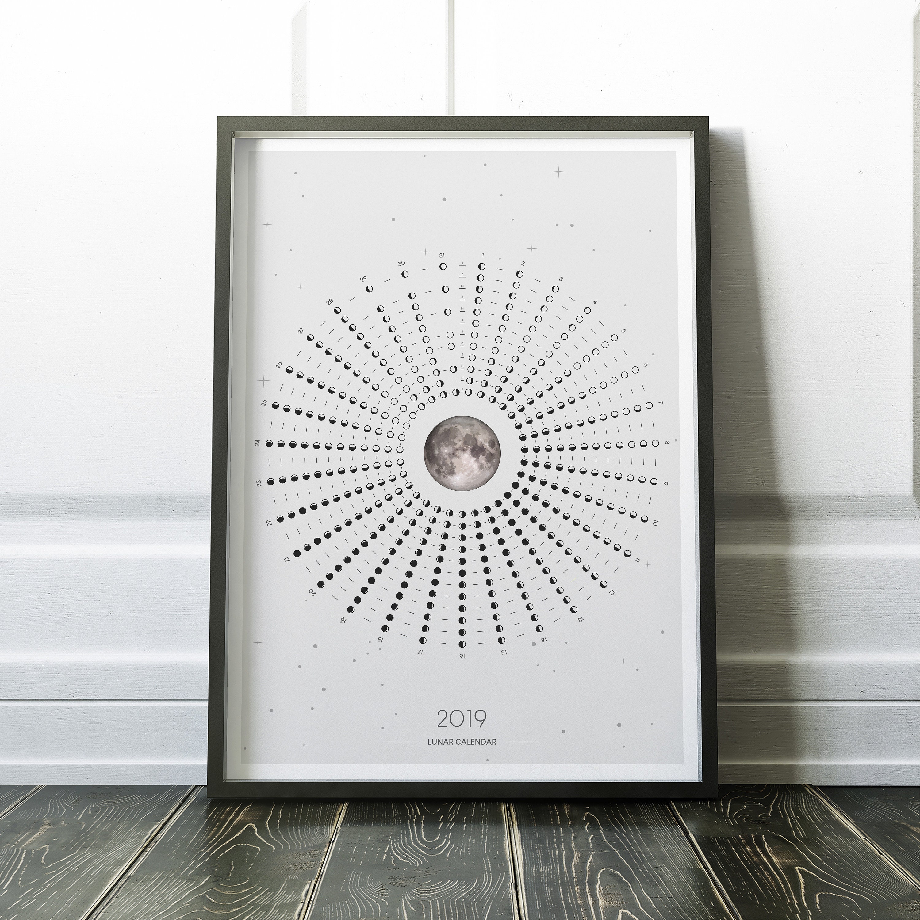 lunar calendar 2019 phases of moon print moon chart etsy lunar chart 2019