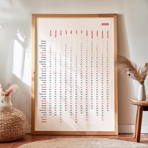 Calendario de pared anual de una sola página 2025, calendario 2025 en diseño vertical, idea de regalo de Año Nuevo para inauguración de la casa