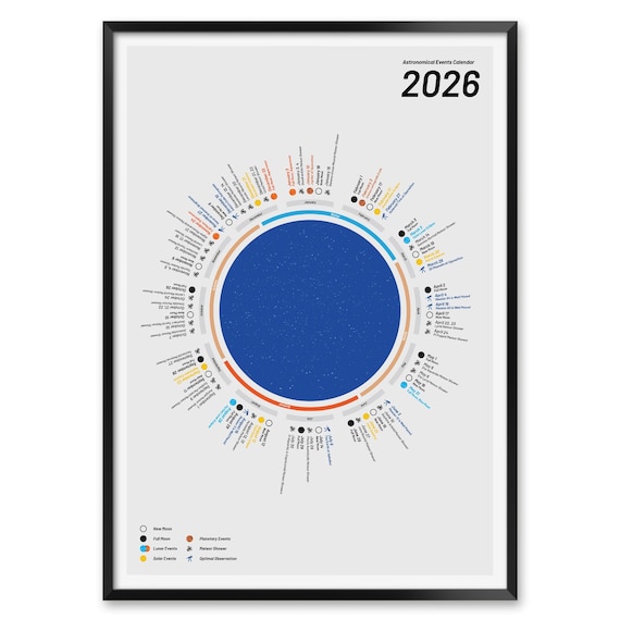 Calendario De Observación De Estrellas 2026 | A3 (297x420 Mm), 12 Imágenes Del Cielo Nocturno - Para Amantes De La Astronomía