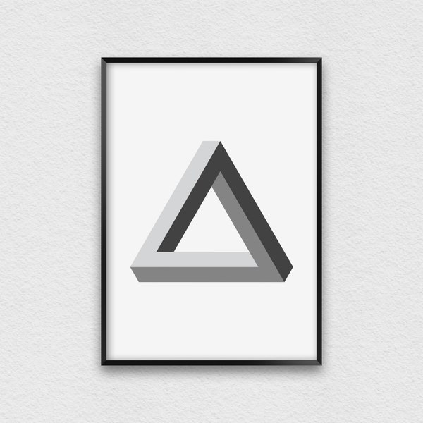Penrose Dreieck Druck, Mathematik Druck, Penrose Poster, Unmögliche Geometrie Wandkunst, Geometrischer Druck, Moderner Kunstdruck, Klassenzimmer Dekor