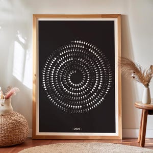 2026 Moon Calendar for Northern and Southern Hemisphere, Lunar Phases Almanac for 2026, Large Wall Calendar for Kitchen Wall Decoration