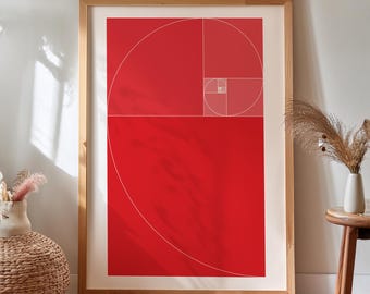 Impresión en espiral de proporción áurea: arte mural de matemáticas modernas
