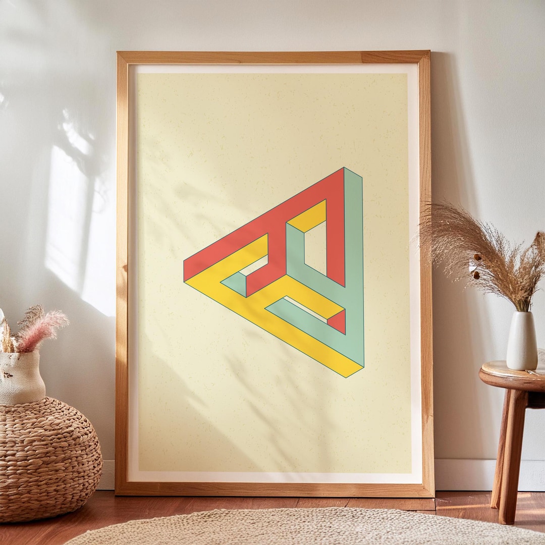 Penrose Triangle Print: Retro Optical Illusion Wall Art - Etsy