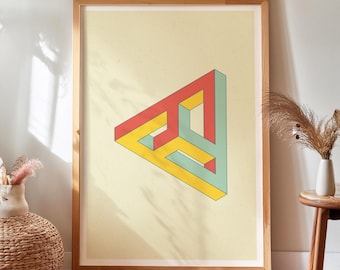 Penrose Dreieck Print: Retro optische Täuschung Wandkunst