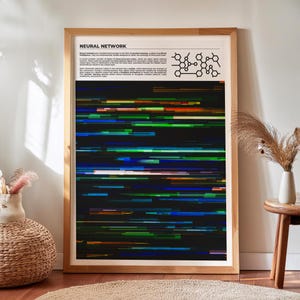 Impresión de redes neuronales para científicos de datos, póster de aprendizaje automático para decoración de laboratorios científicos, arte mural de inteligencia artificial para ingenieros de datos