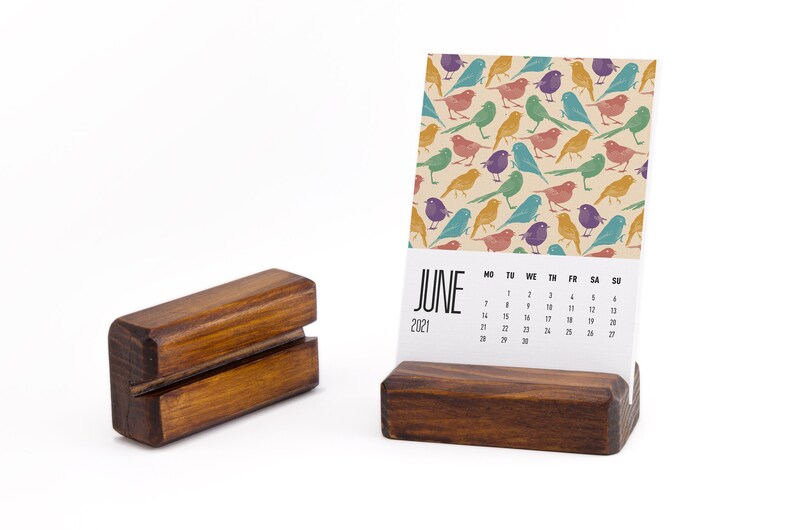 Floral Desk Calendar 2021 With Wooden Stand 2021 Desk Etsy