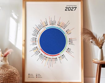 2027 Astronomy Calendar, Celestial Events Wall Calendar with Moon Phases, Eclipses, Meteor Showers