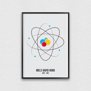 Niels Bohr Atomdiagram Tryck: Dekor för klassrummet i naturvetenskap Gray