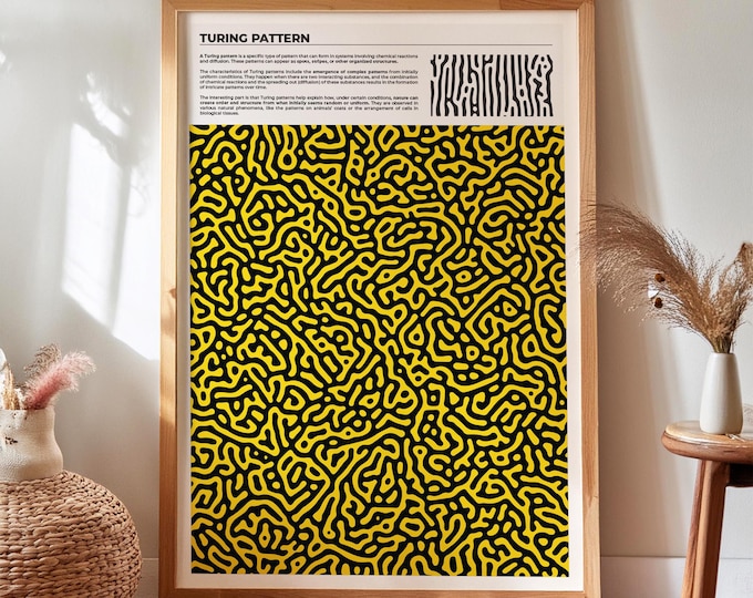 Turing Pattern Print, Multi-Language Biology Wall Art for Science Themed Decor