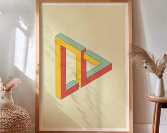 Penrose Triangle Print: Unmögliche Formen Optische Täuschung Kunst