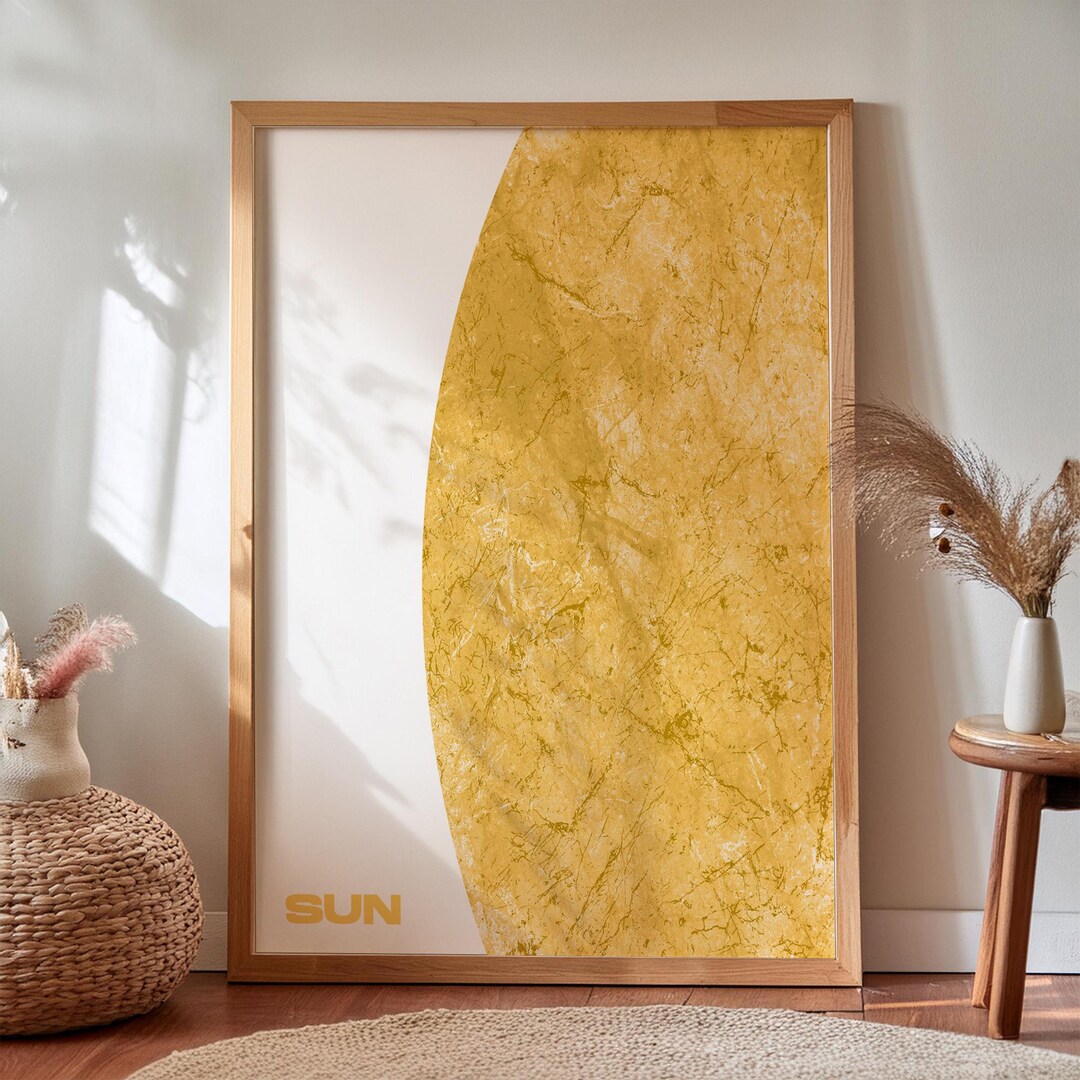 Sun Print: Yellow Marble Texture, Solar System Art - Etsy